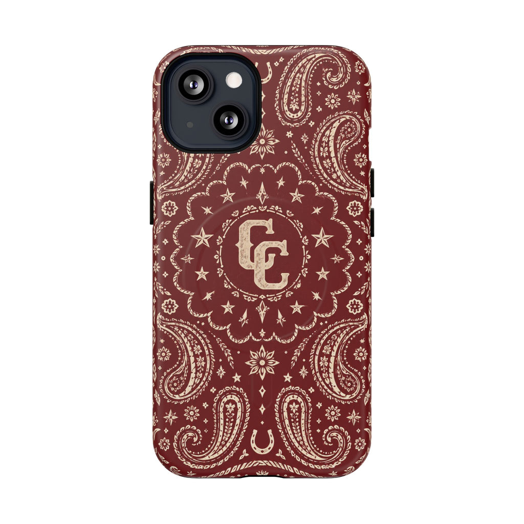 Burgundy Paisley Magnetic Tough Phone Case — Cowboy Culture product view