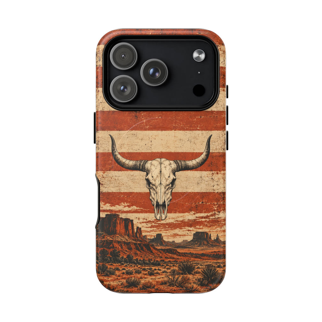 Western Longhorn Skull Magnetic Tough Phone Case — Cowboy Culture product view