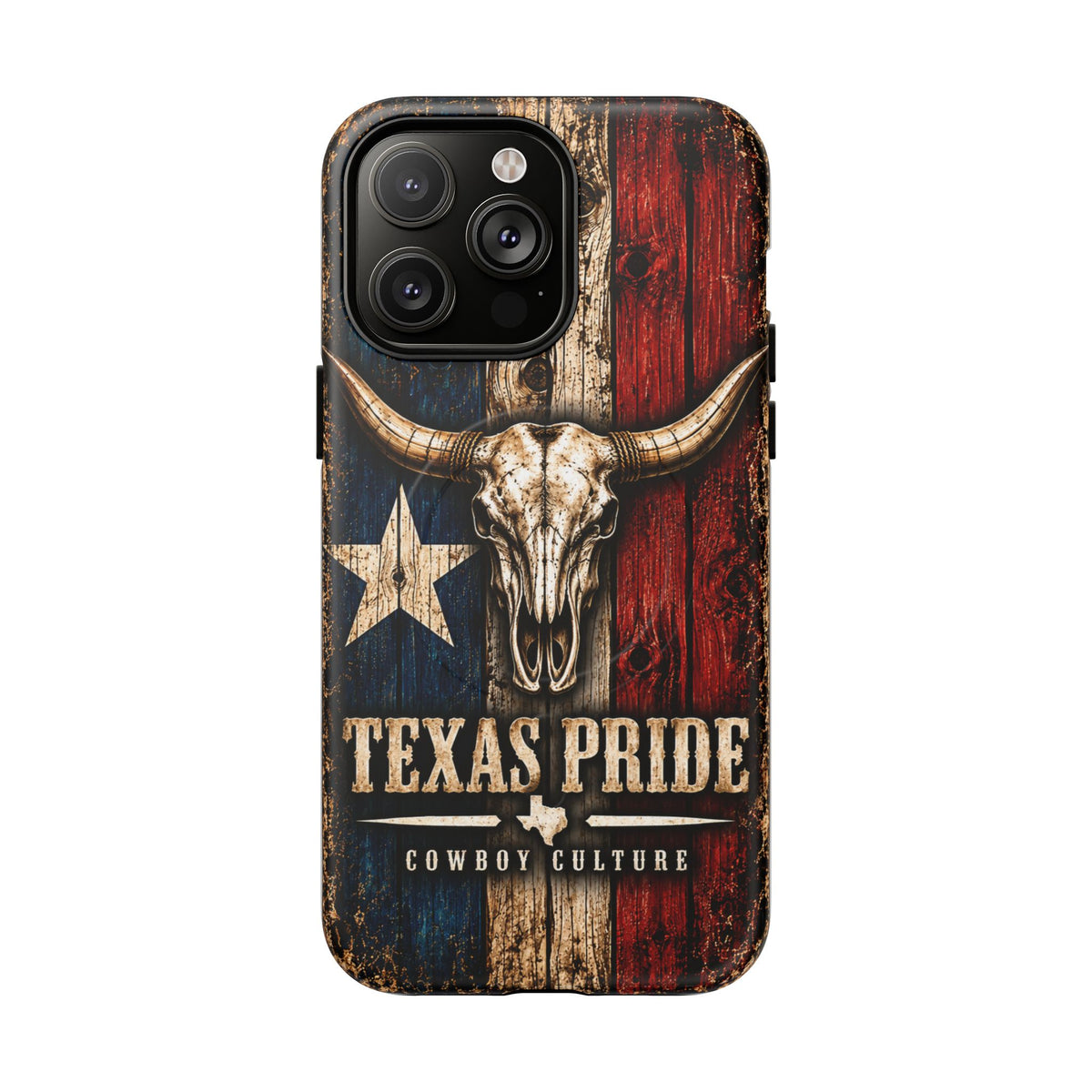 Cowboy Culture Texas Pride magnetic phone case with Texas flag and longhorn skull artwork