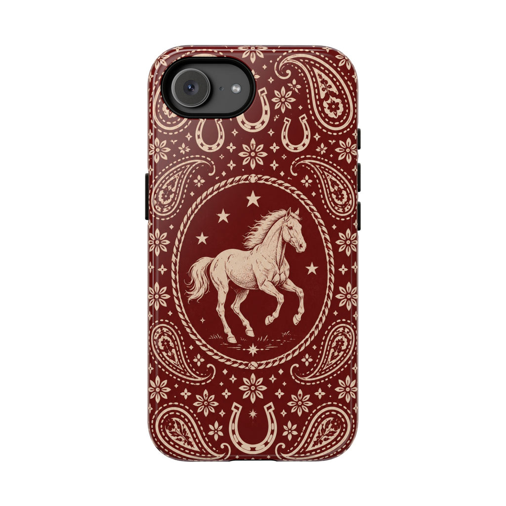Western Horse Paisley Tough Phone Case — iPhone 16e / Glossy