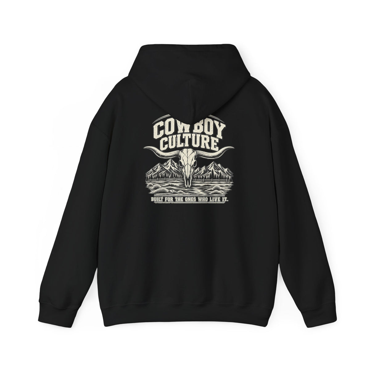 Cowboy Culture Mountain Skull western hoodie — alternate product view