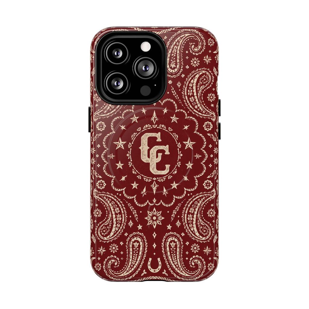 Burgundy Paisley Magnetic Tough Phone Case — Cowboy Culture product view