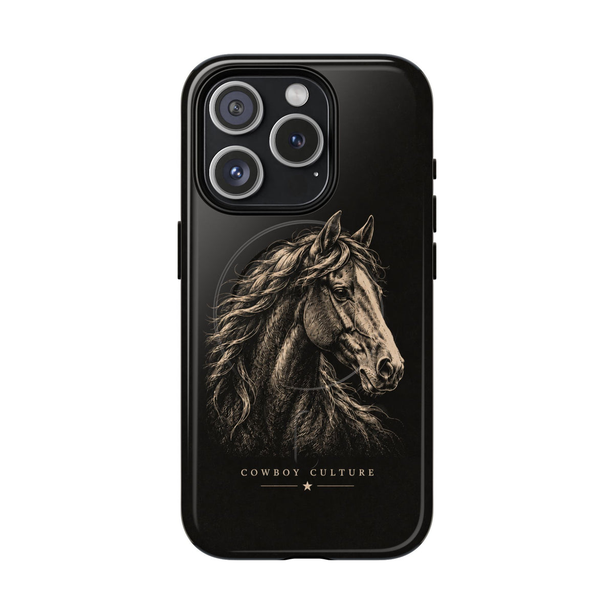 Cowboy Horse Tough Magnetic Phone Case — iPhone 15 Pro / Glossy