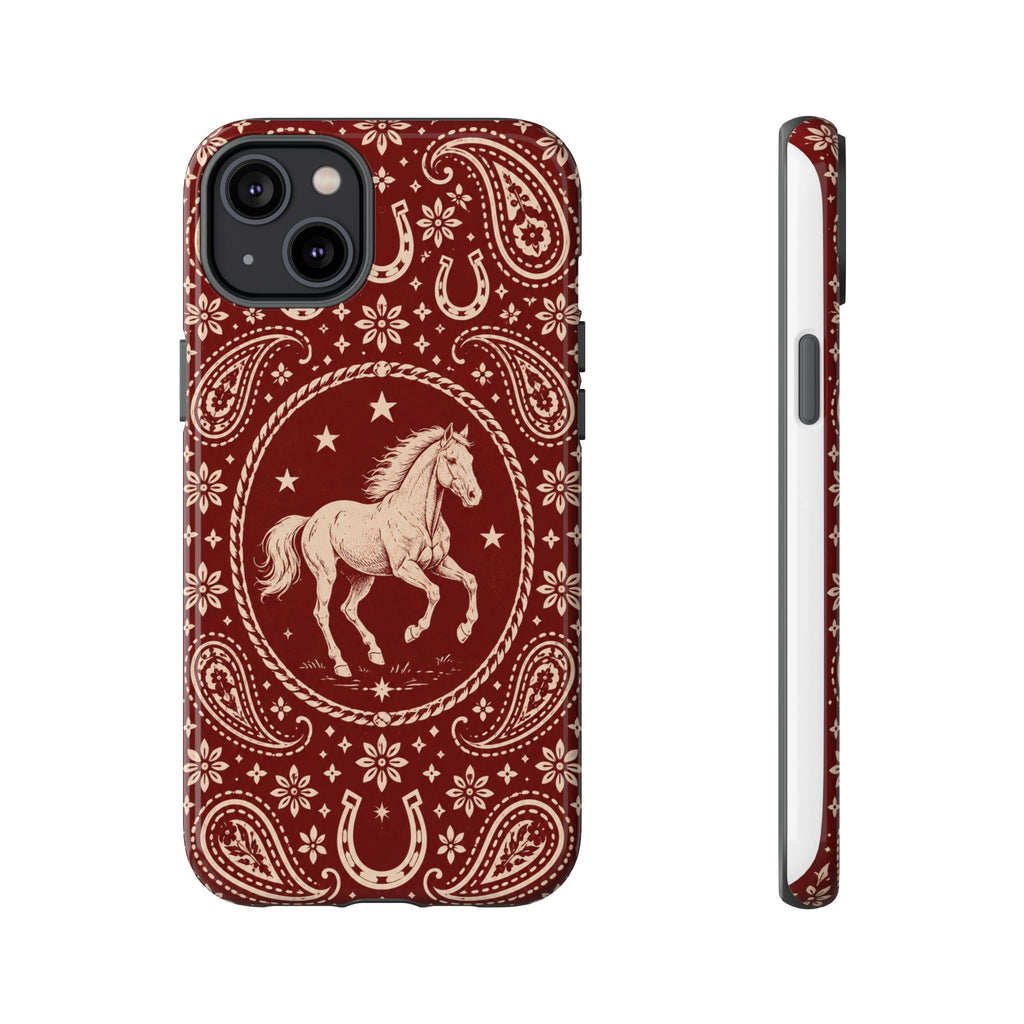 Western Horse Paisley Tough Phone Case — iPhone 14 Plus / Glossy