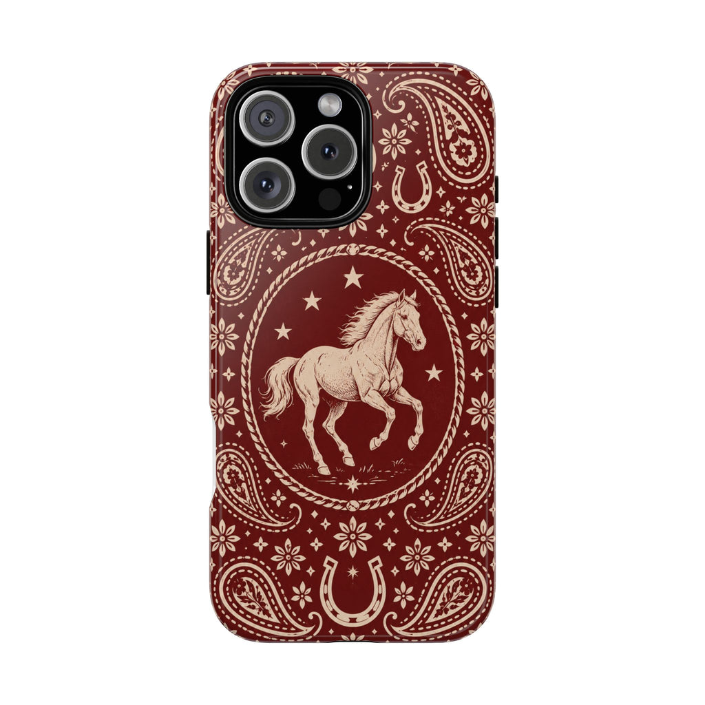 Western Horse Paisley Tough Phone Case — iPhone 16 Pro Max / Glossy