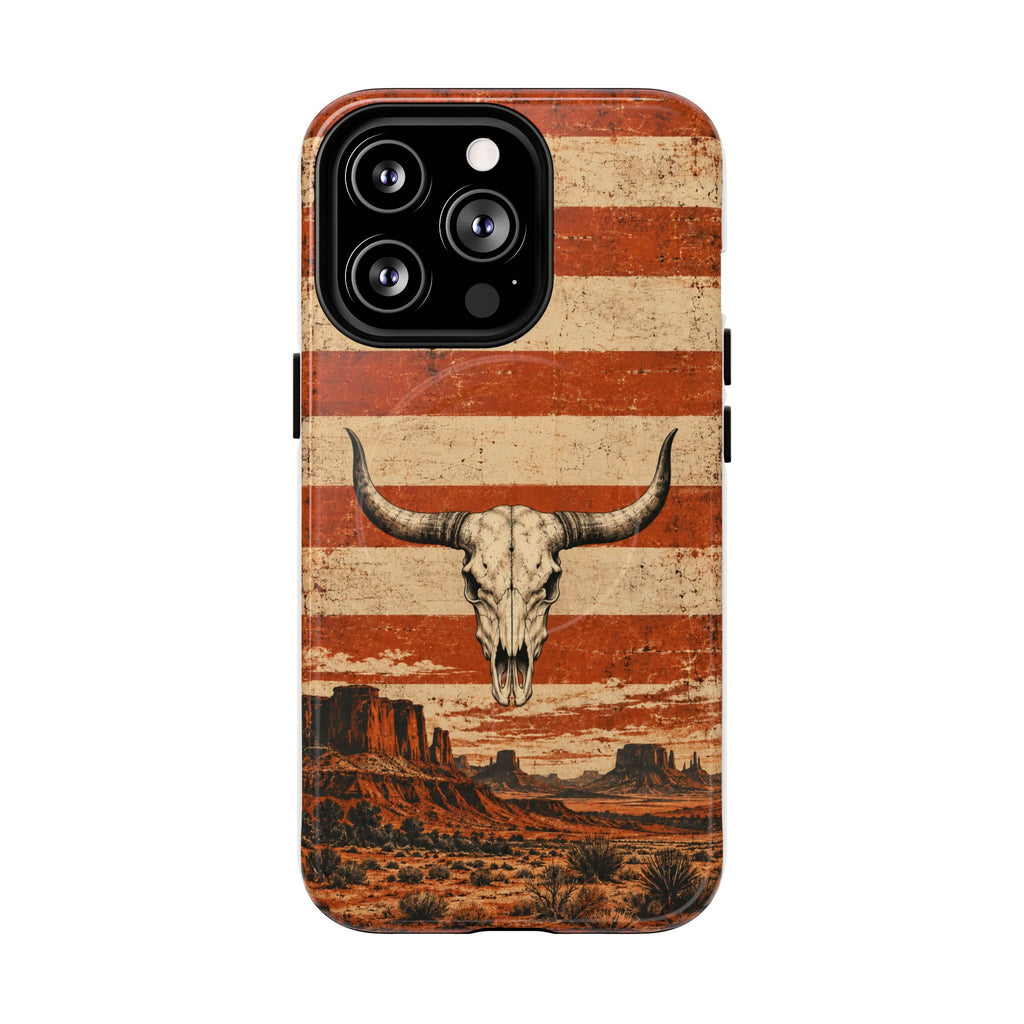 Western Longhorn Skull Magnetic Tough Phone Case — Cowboy Culture product view