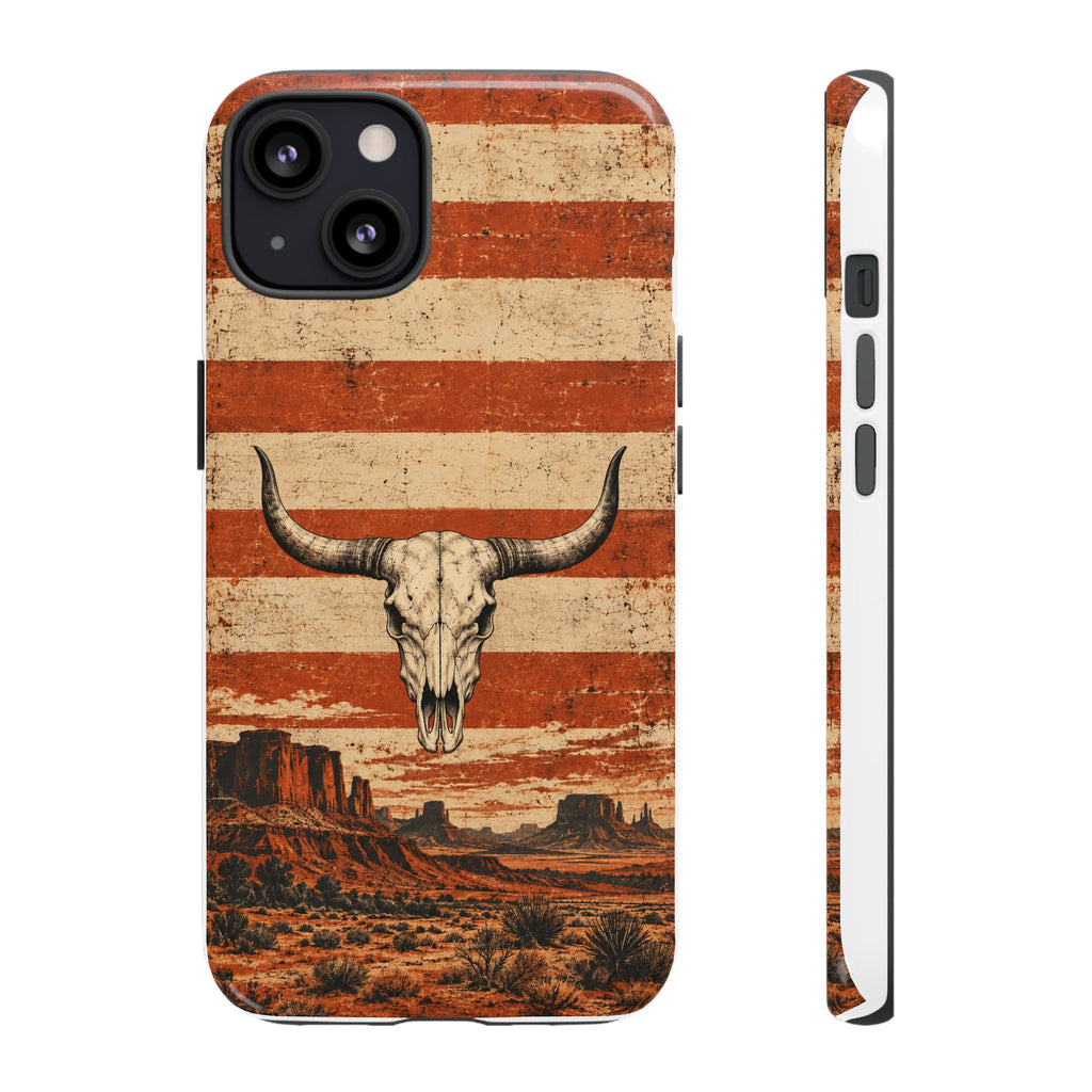 Western Longhorn Skull Tough Phone Case — Cowboy Culture product view