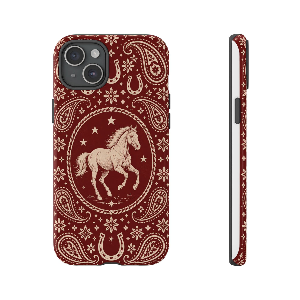 Western Horse Paisley Tough Phone Case — iPhone 15 Plus / Glossy