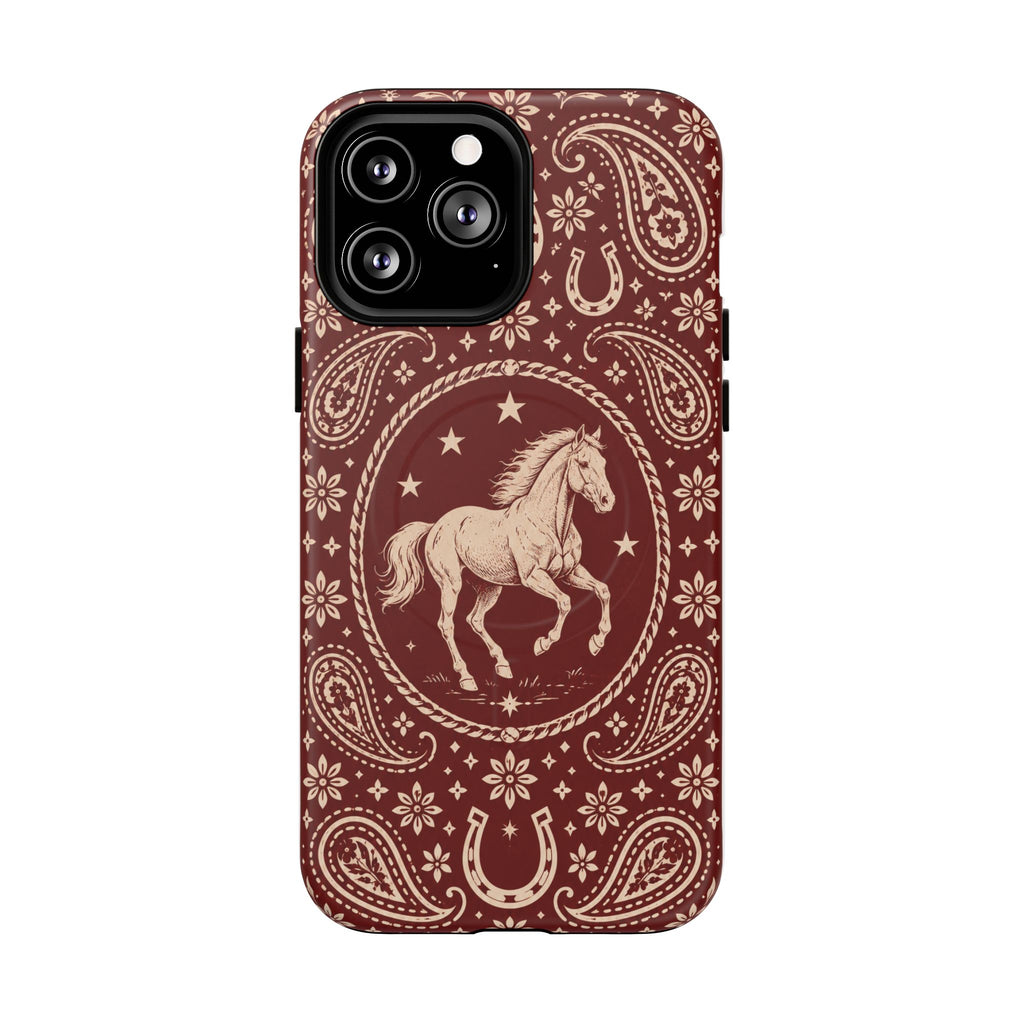 Tough Magnetic Case – Vintage Western Horse Paisley Design — iPhone 13 Pro Max / Matte