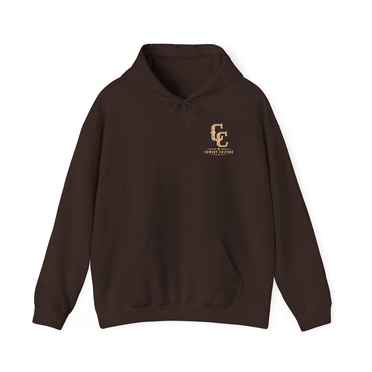 Cowboy Culture Badge western hoodie — apparel mockup