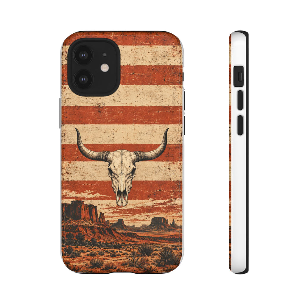 Western Longhorn Skull Tough Phone Case — Cowboy Culture product view