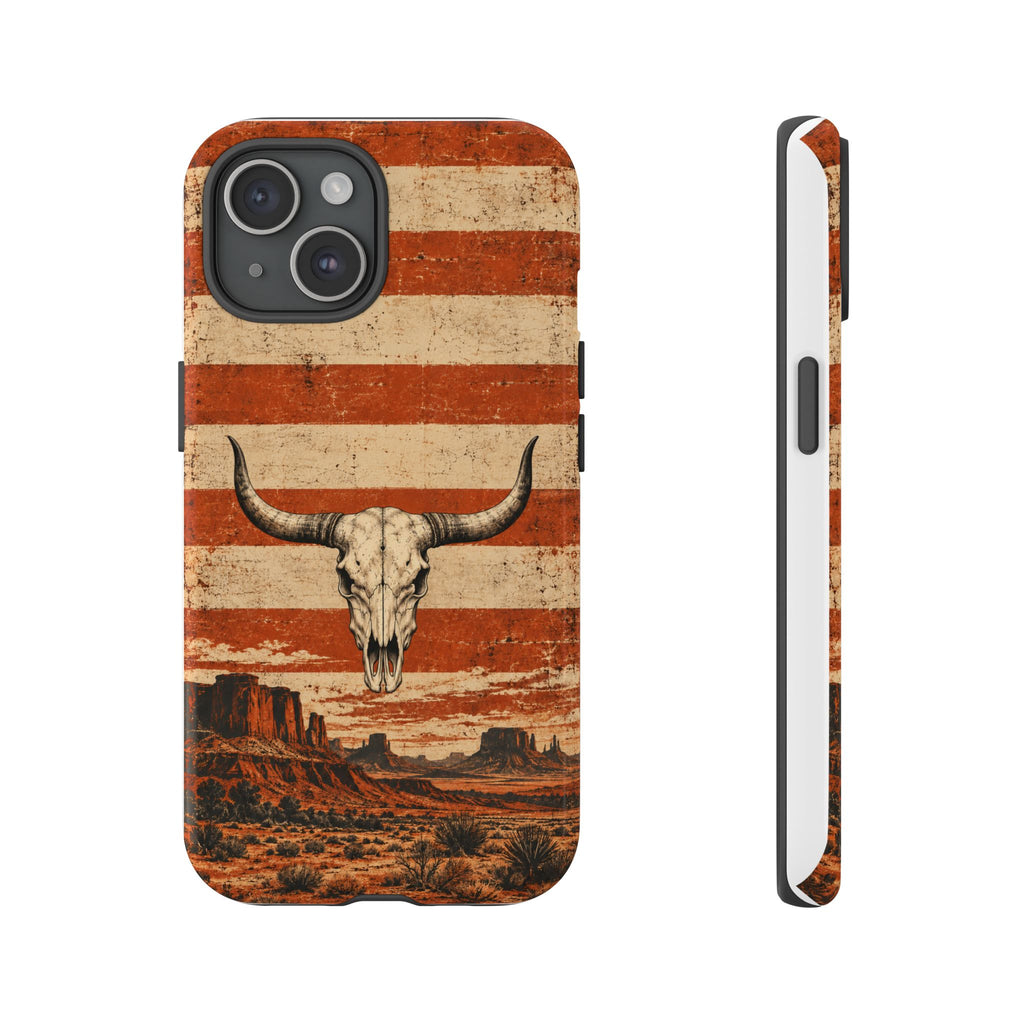 Western Longhorn Skull Tough Phone Case — Cowboy Culture product view