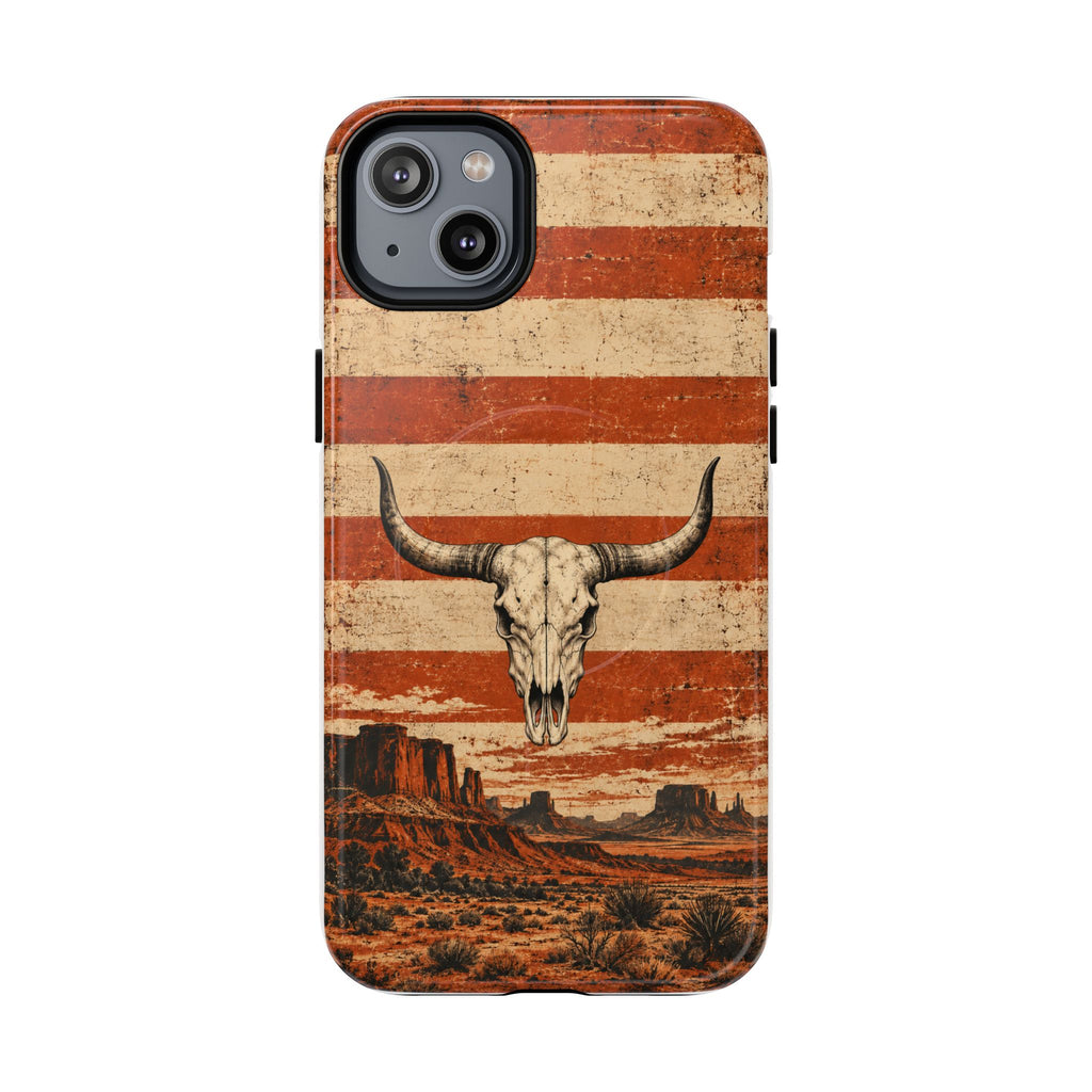 Western Longhorn Skull Magnetic Tough Phone Case — Cowboy Culture product view