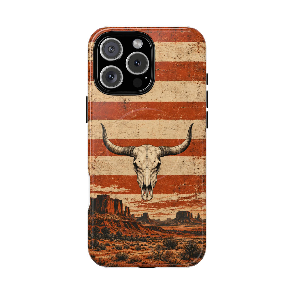Western Longhorn Skull Magnetic Tough Phone Case — Cowboy Culture product view
