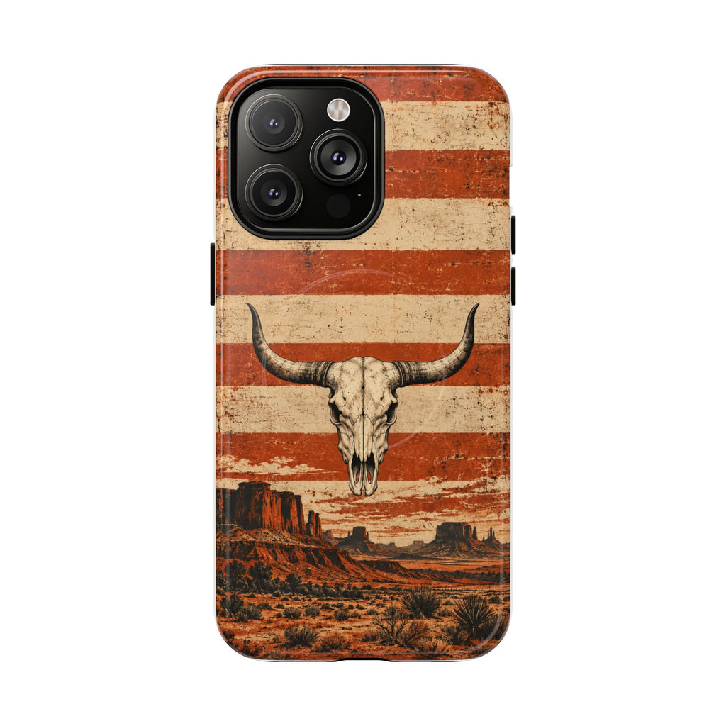 Western Longhorn Skull Magnetic Tough Phone Case — Cowboy Culture product view