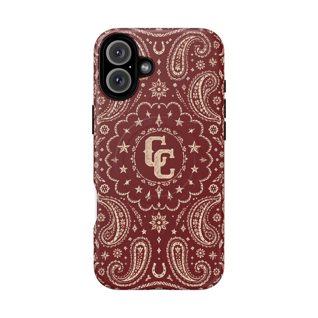 Burgundy Paisley Magnetic Tough Phone Case — Cowboy Culture product view