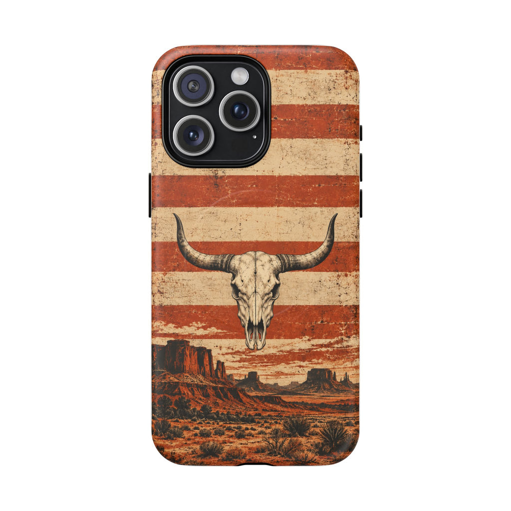 Western Longhorn Skull Magnetic Tough Phone Case — Cowboy Culture product view