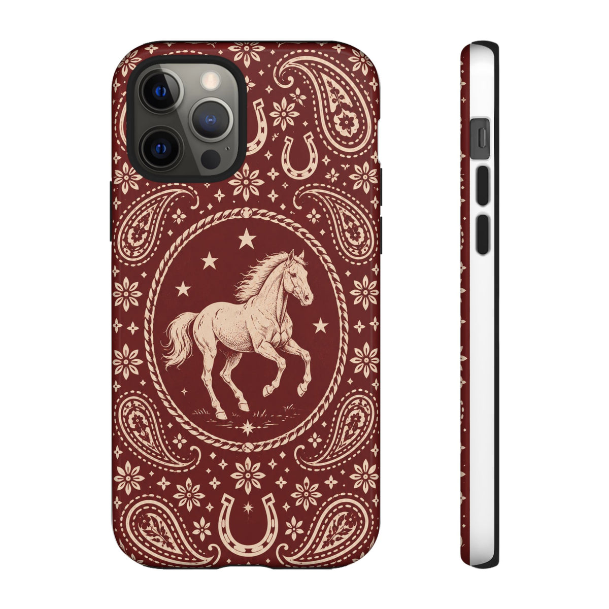 Western Horse Paisley Tough Phone Case — iPhone 12 Pro / Glossy