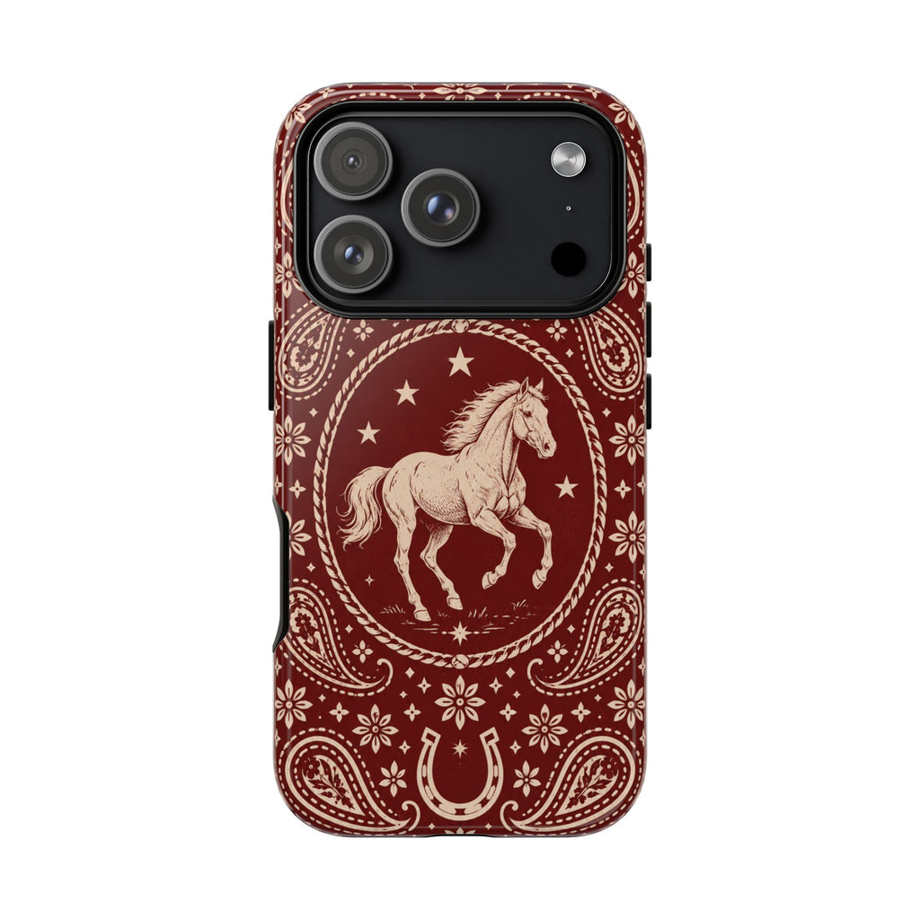 Western Horse Paisley Tough Phone Case — iPhone 17 Pro / Glossy