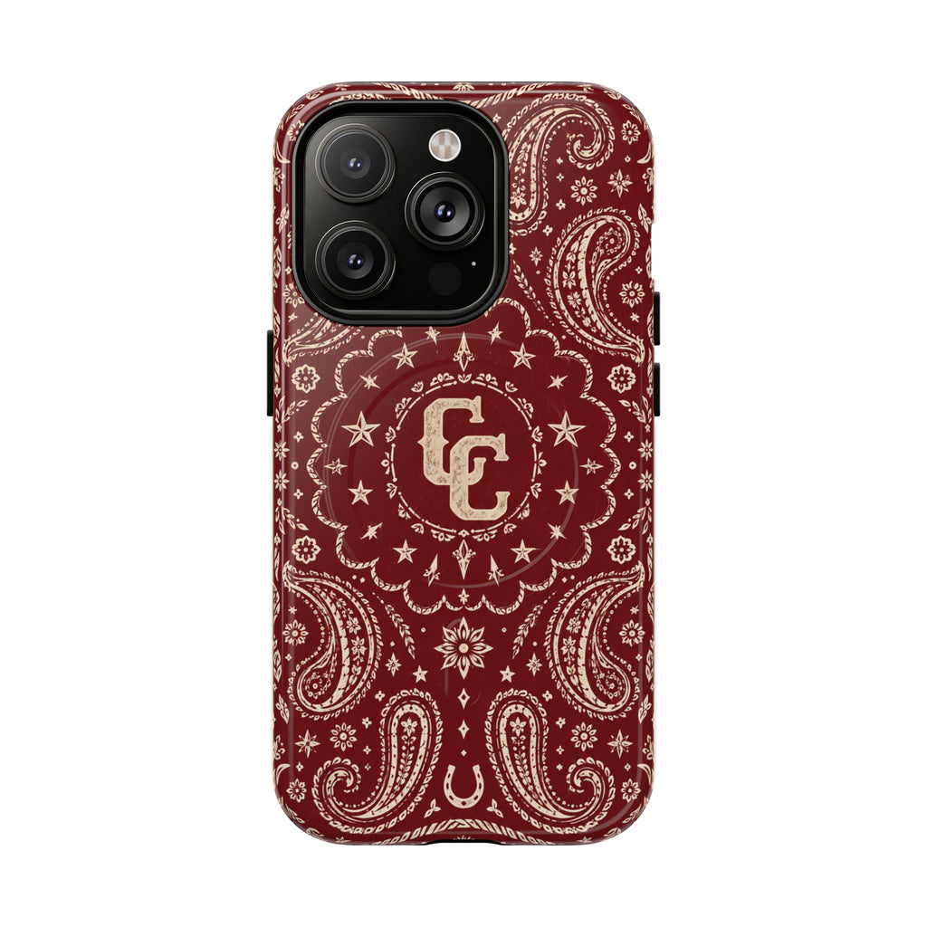 Burgundy Paisley Magnetic Tough Phone Case — Cowboy Culture product view
