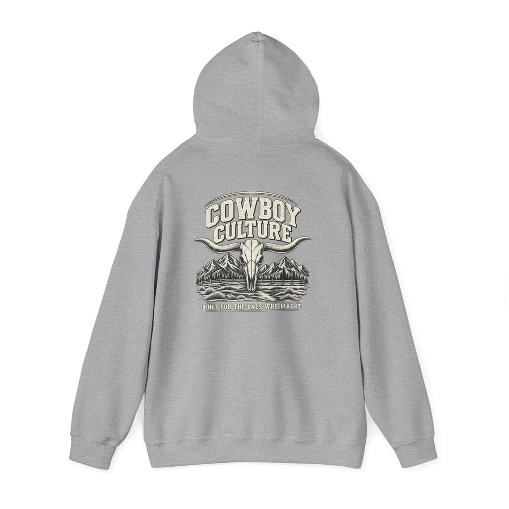 Cowboy Culture Mountain Skull western hoodie — product view