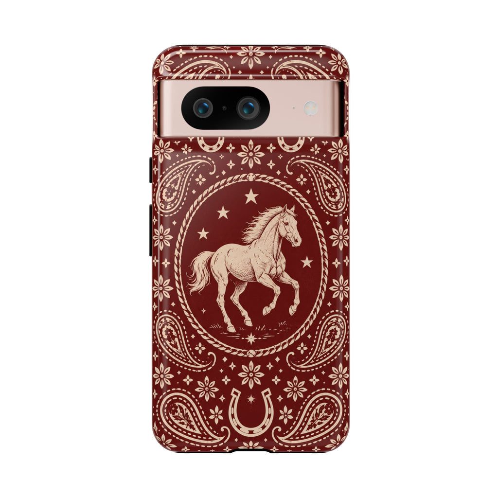 Western Horse Paisley Tough Phone Case — Google Pixel 8 / Glossy