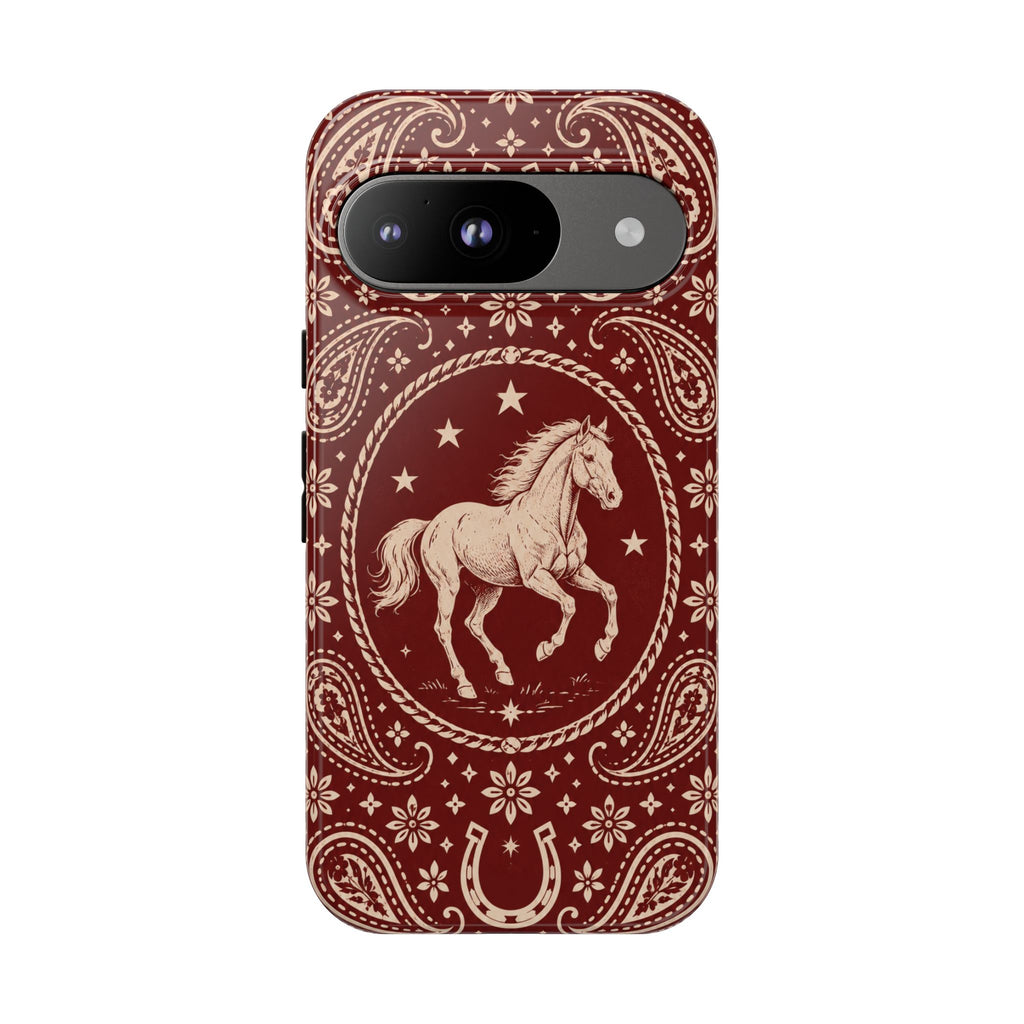 Western Horse Paisley Tough Phone Case — Google Pixel 9 / Glossy