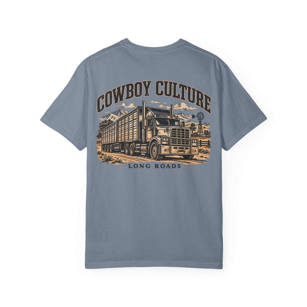 Long Roads Western Truck T-shirt in Blue Jean