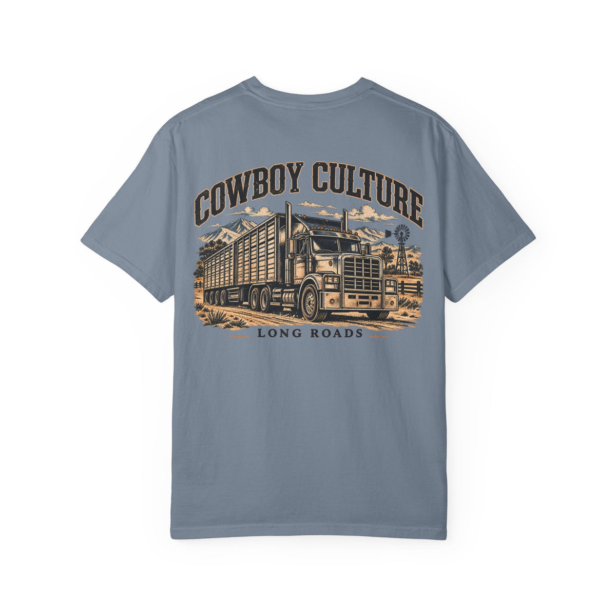 Long Roads Western Truck T-shirt in Blue Jean