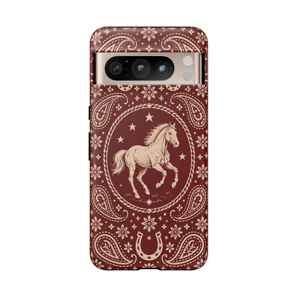 Western Horse Paisley Tough Phone Case — Google Pixel 8 Pro / Matte