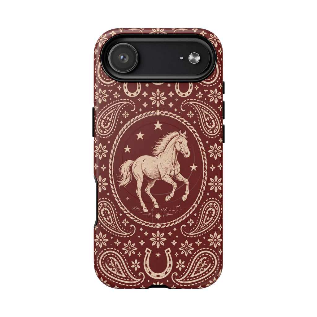 Tough Magnetic Case – Vintage Western Horse Paisley Design — iPhone 17 Air / Matte