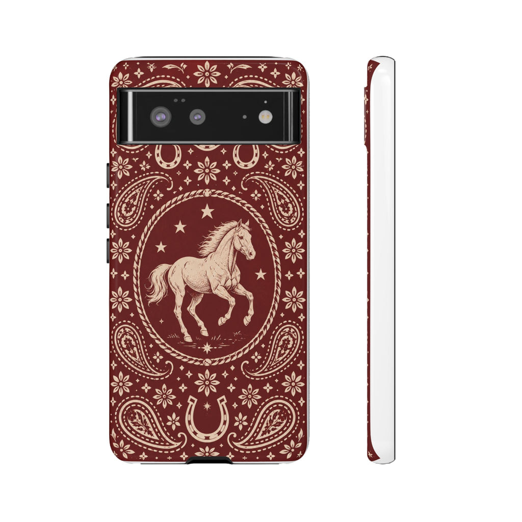 Western Horse Paisley Tough Phone Case — Google Pixel 6 / Glossy