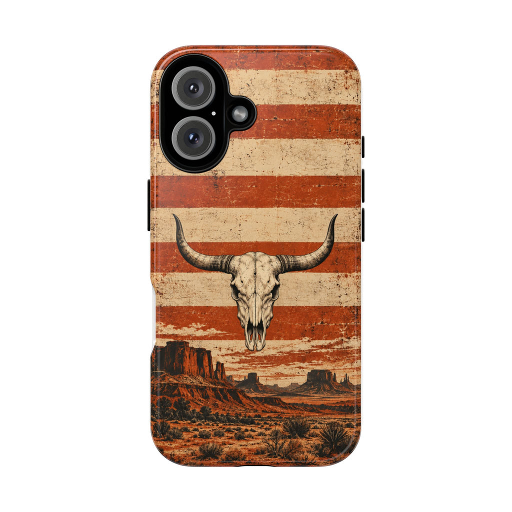 Western Longhorn Skull Tough Phone Case — Cowboy Culture product view