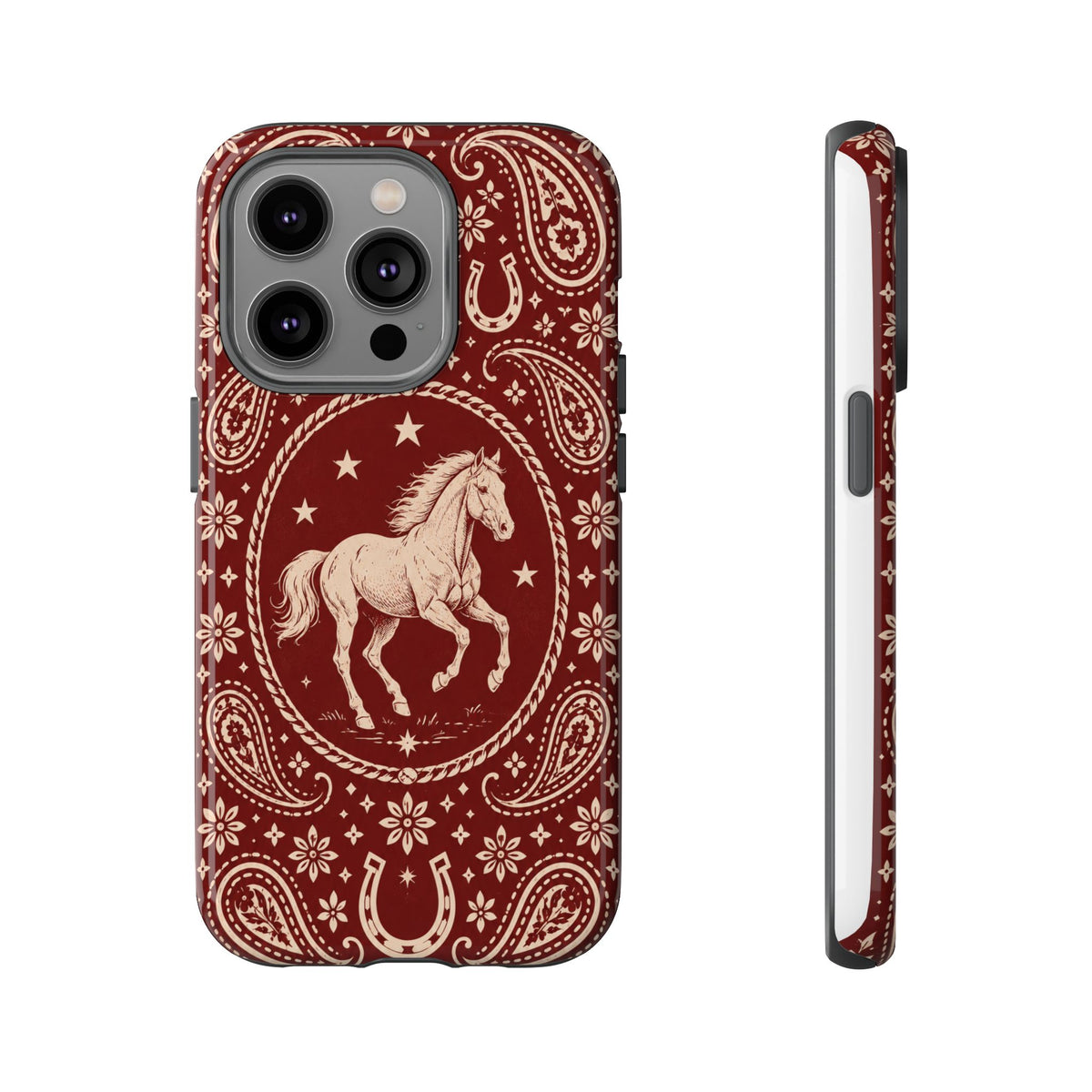 Western Horse Paisley Tough Phone Case — iPhone 14 Pro / Glossy
