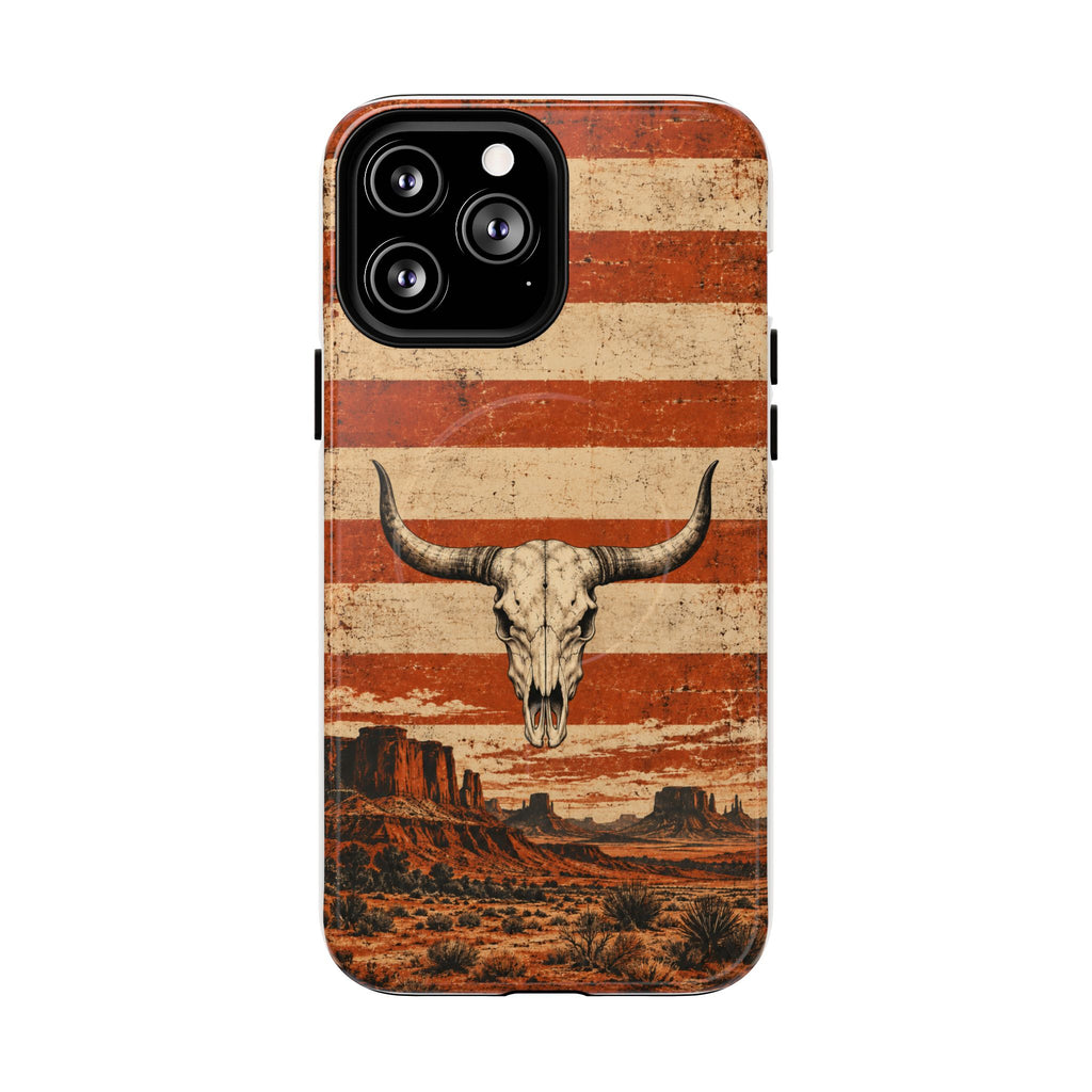 Western Longhorn Skull Magnetic Tough Phone Case — Cowboy Culture product view