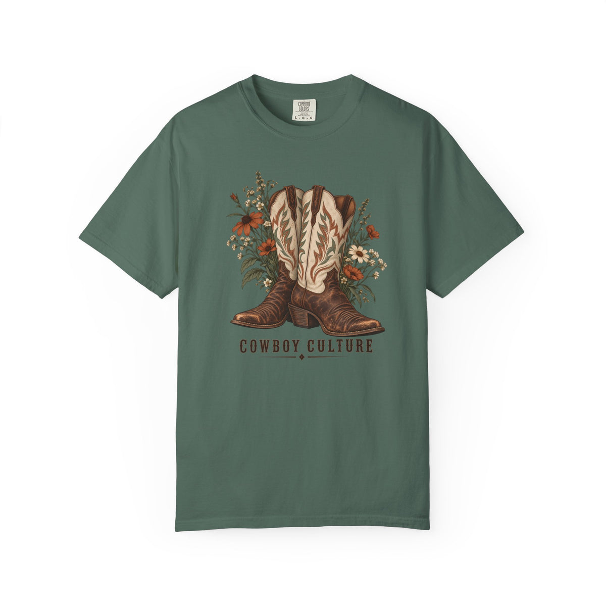 Cowgirl Culture floral cowboy boots t-shirt