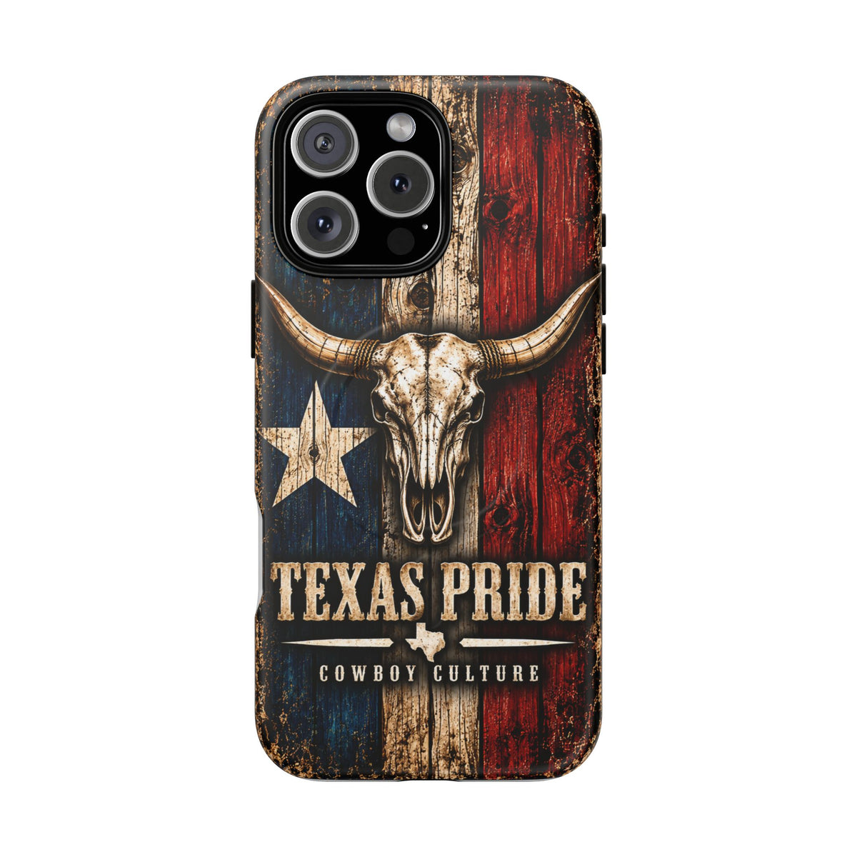 Cowboy Culture Texas Pride magnetic phone case with Texas flag and longhorn skull artwork