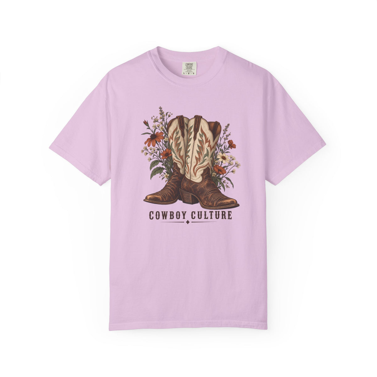 Boots and wildflowers country t-shirt product view