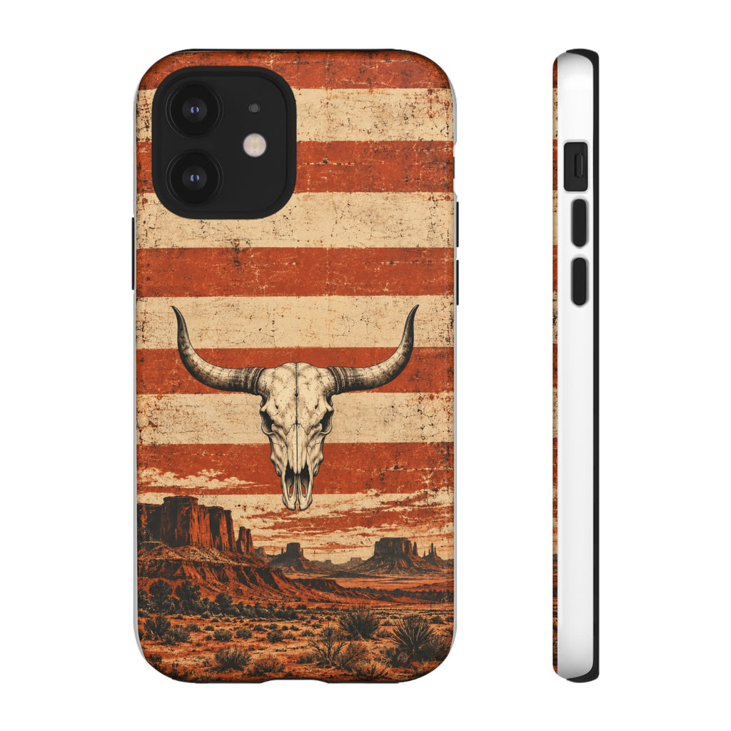 Western Longhorn Skull Tough Phone Case — Cowboy Culture product view