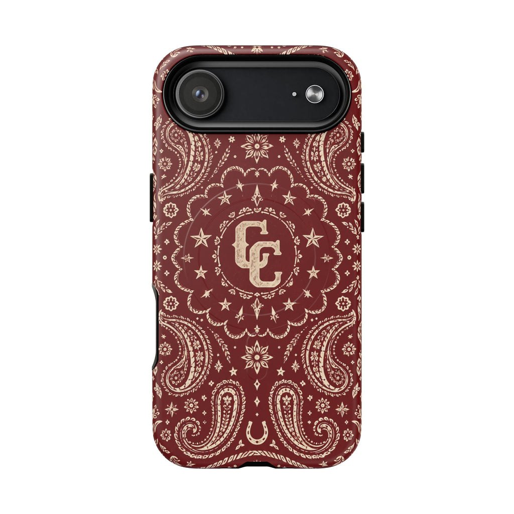 Burgundy Paisley Magnetic Tough Phone Case — Cowboy Culture product view