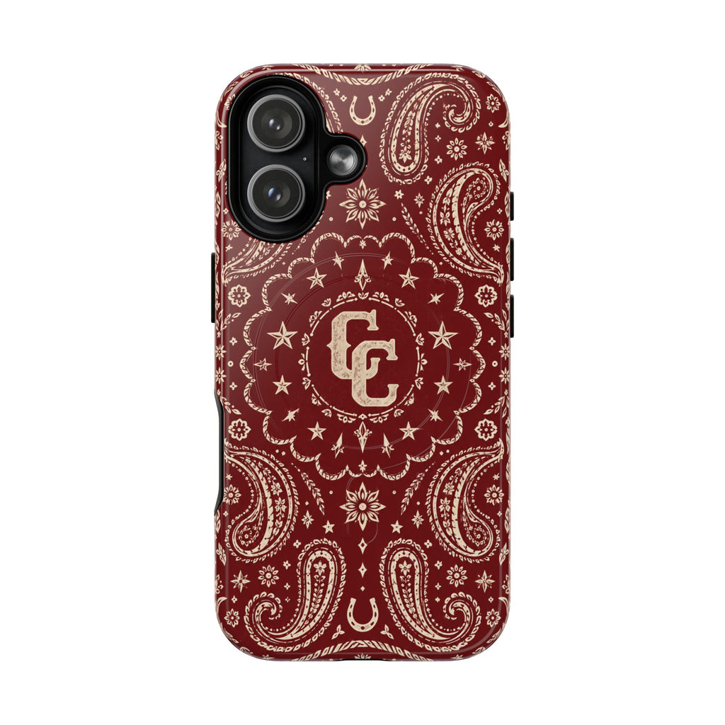 Burgundy Paisley Magnetic Tough Phone Case — Cowboy Culture product view