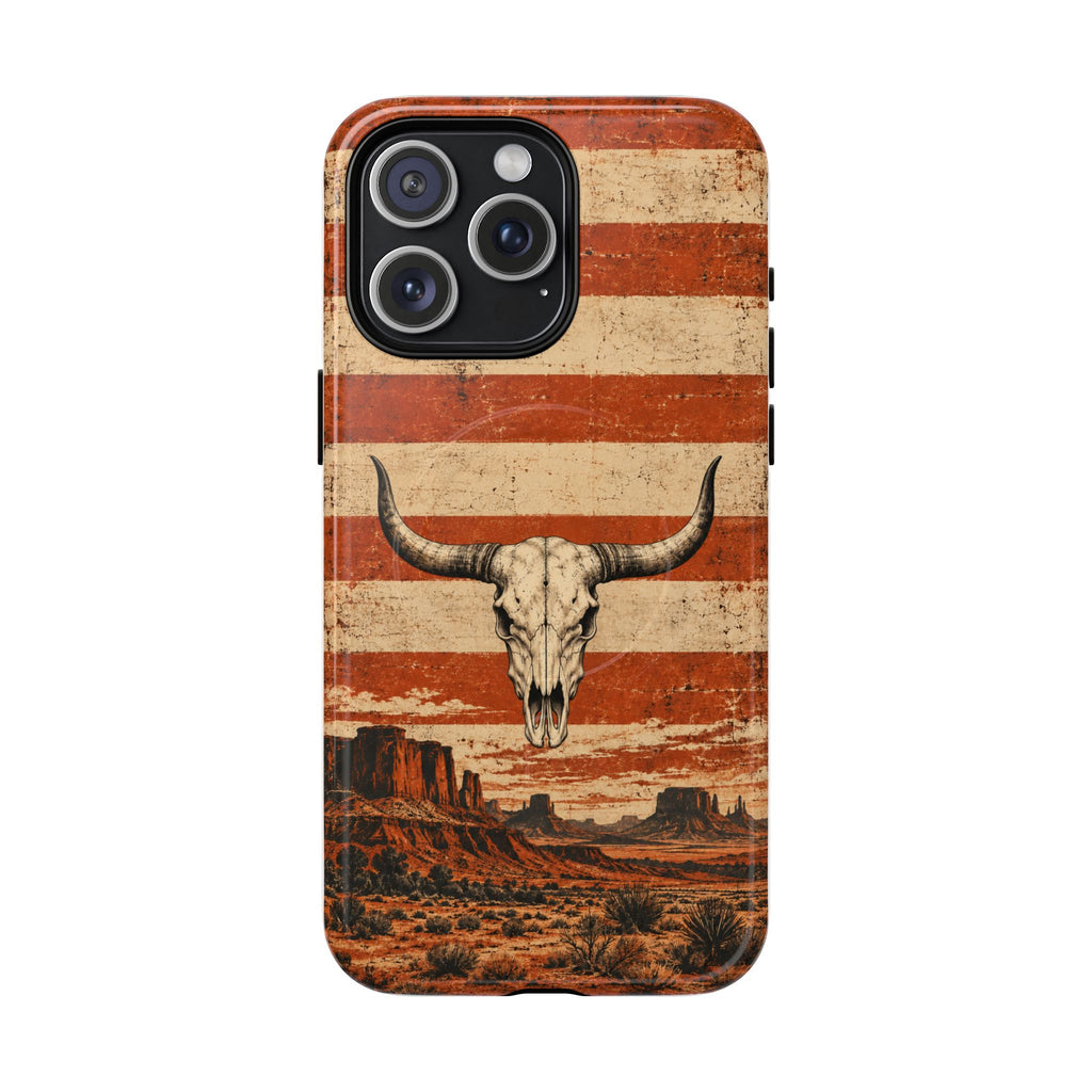 Western Longhorn Skull Magnetic Tough Phone Case — Cowboy Culture product view