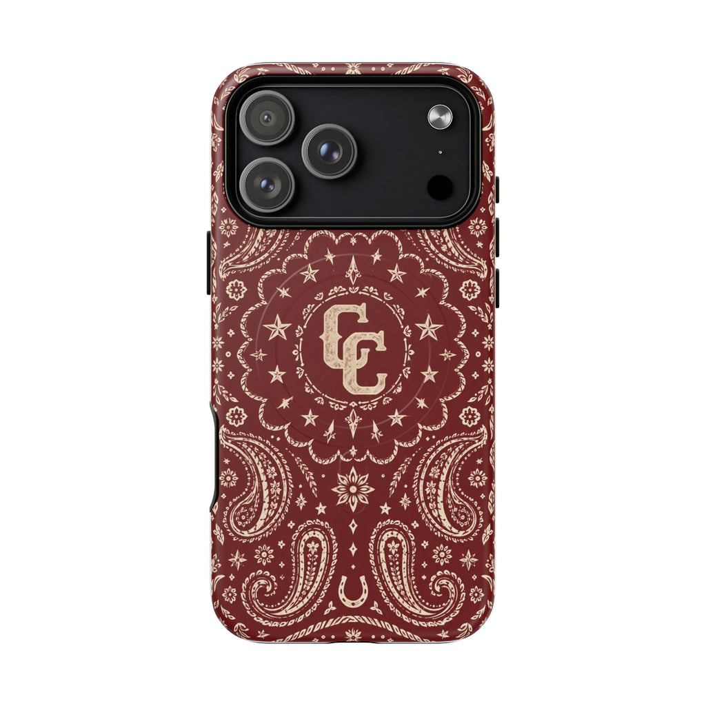 Burgundy Paisley Magnetic Tough Phone Case — Cowboy Culture product view