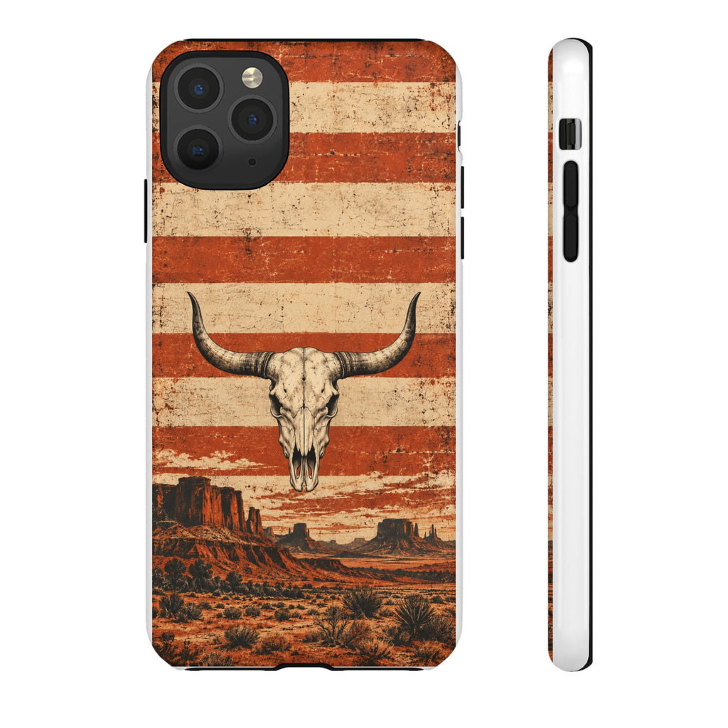 Western Longhorn Skull Tough Phone Case — Cowboy Culture product view