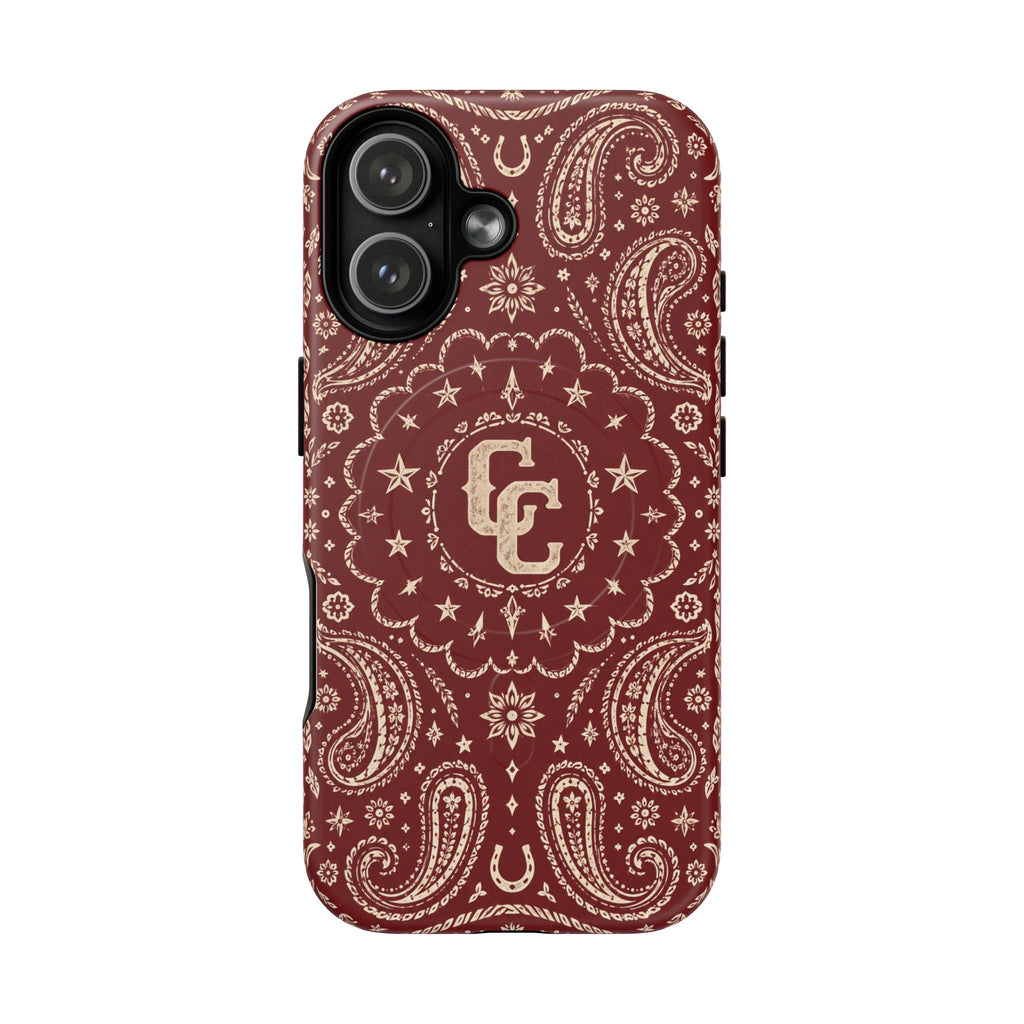 Burgundy Paisley Magnetic Tough Phone Case — Cowboy Culture product view