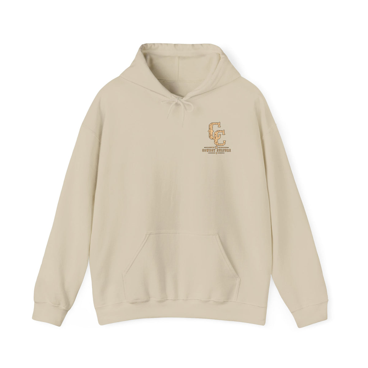 Cowboy Culture Badge western hoodie — apparel mockup