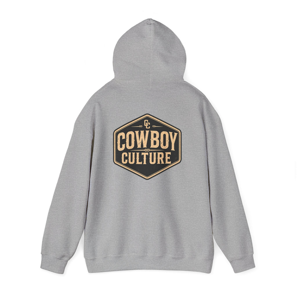 Cowboy Culture Badge western hoodie — detail view
