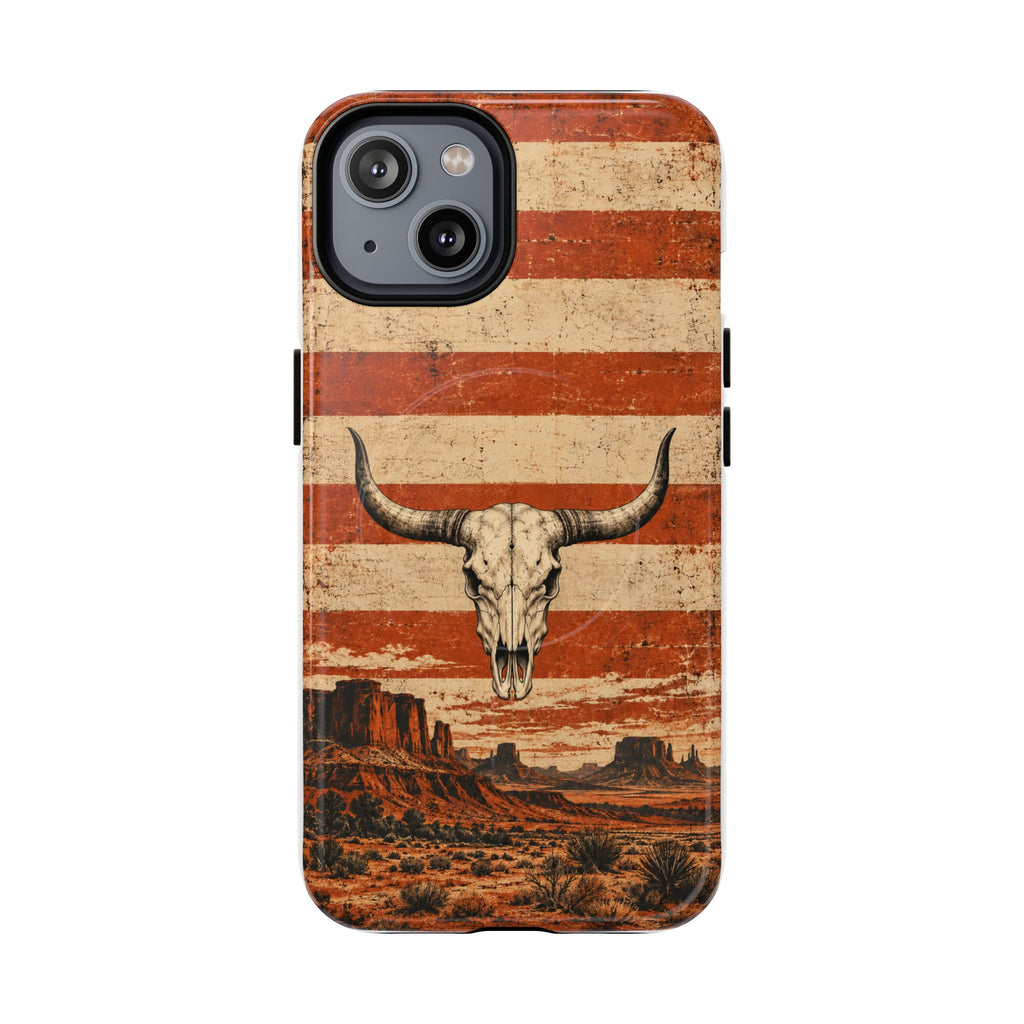 Western Longhorn Skull Magnetic Tough Phone Case — Cowboy Culture product view