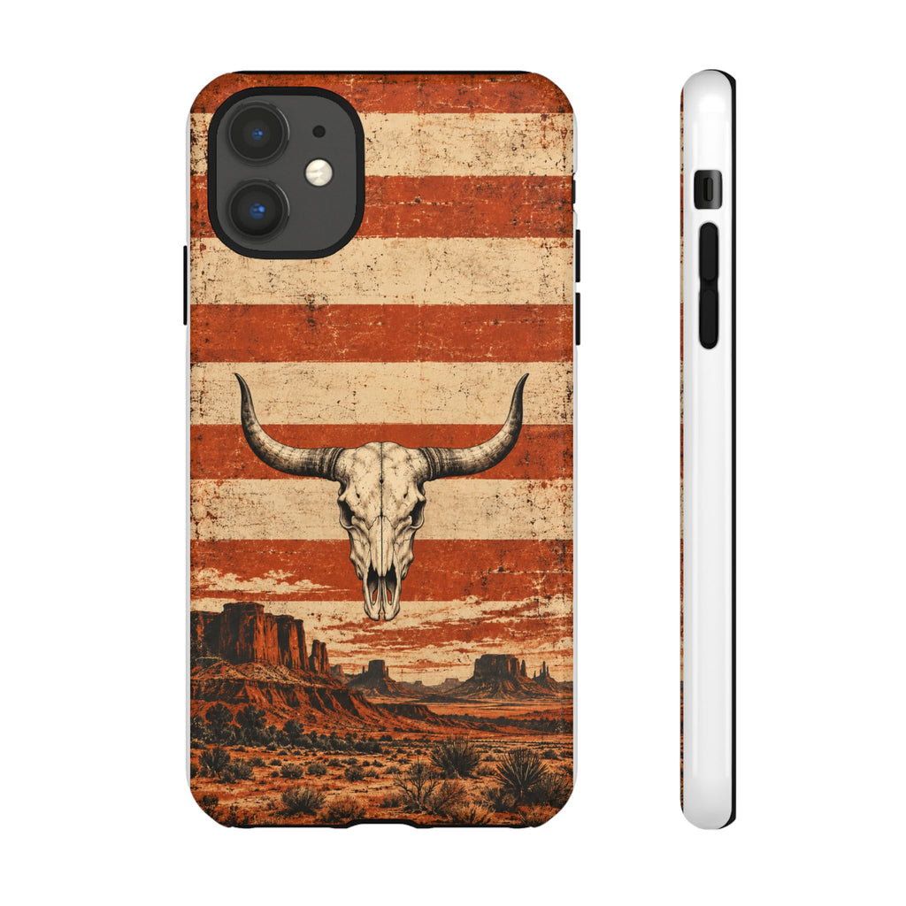 Western Longhorn Skull Tough Phone Case — Cowboy Culture product view