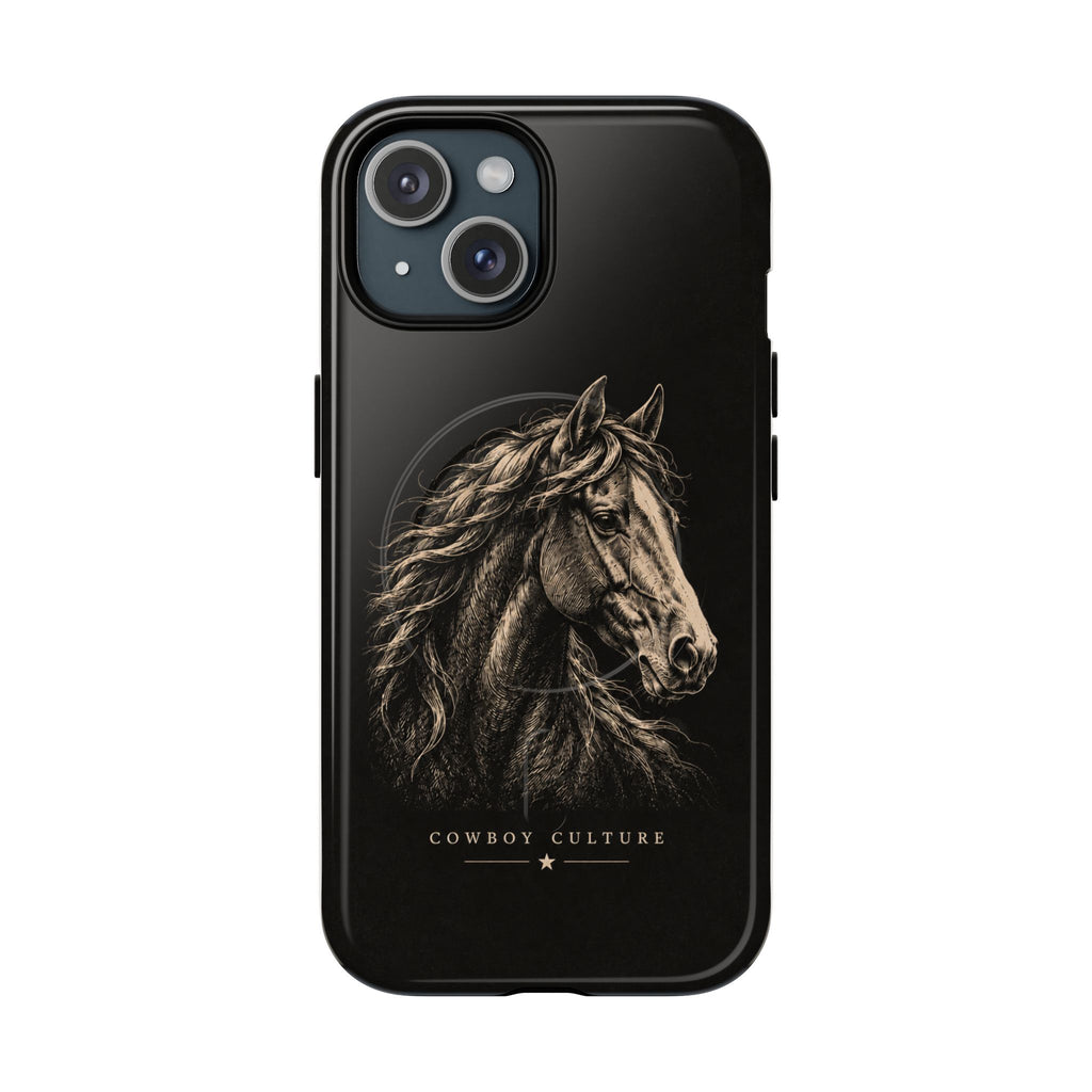 Cowboy Horse Tough Magnetic Phone Case — iPhone 15 / Glossy